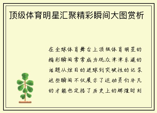 顶级体育明星汇聚精彩瞬间大图赏析